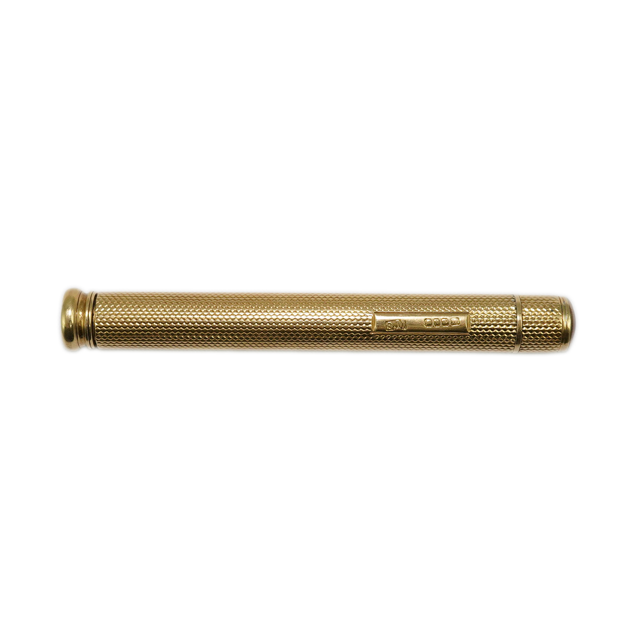 A late Victorian engine turned 18ct gold cased combination propelling pen and pencil, by Sampson Mordan & Co